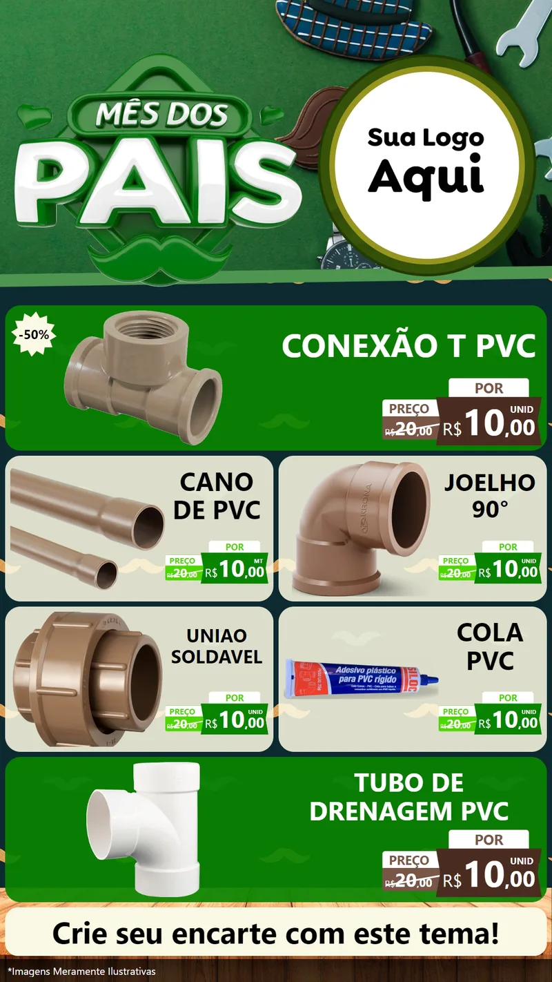Modelo de TV para TV Vertical com o tema Mês dos Pais para Tubos e conexões