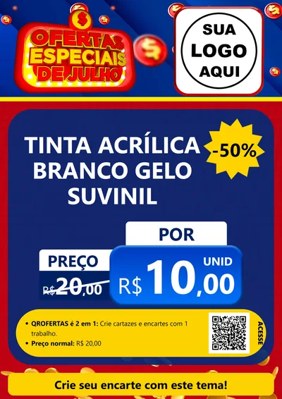 Modelo de Cartaz para Cartaz A4 Vertical com o tema Ofertas Especiais de Julho para Tintas e Ferramentas