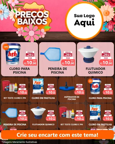 Modelo de Rede Social para Feed Instagram com o tema Primavera de Preços Baixos para Produtos para Piscina