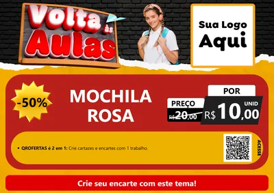 Modelo de Cartaz para Cartaz A4 Horizontal com o tema Volta Às Aulas para Papelaria