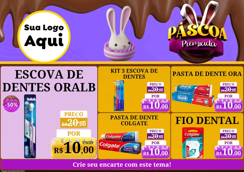 Modelo de Encarte para Encarte A4 Horizontal com o tema Páscoa Premiada para Higiene Pessoal