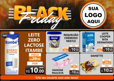 Modelo de Encarte para Encarte A4 Horizontal com o tema Black Friday para Frios e Laticínios