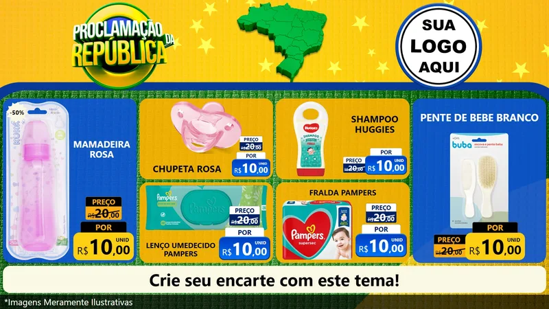 Modelo de TV para TV Horizontal com o tema Proclamação da República para Bebês