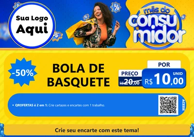 Modelo de Cartaz para Cartaz A4 Horizontal com o tema Mês do Consumidor para Artigos Esportivos