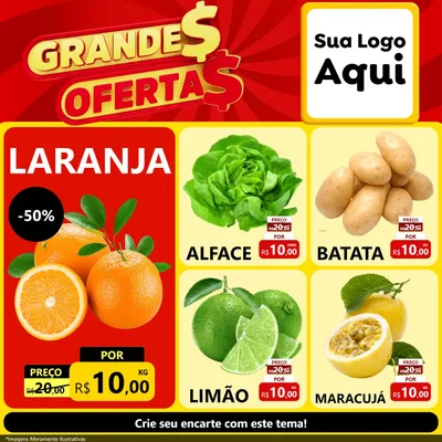 Modelo de Rede Social para Feed Facebook com o tema Grandes Ofertas para Hortifrúti