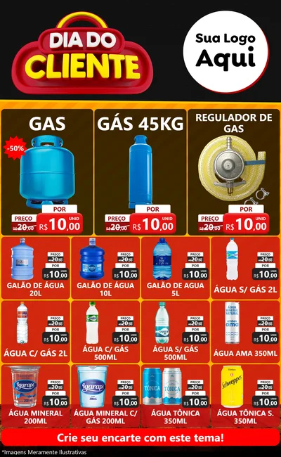 Modelo de Encarte para Encarte Grande com o tema Dia do Cliente para Água e gás