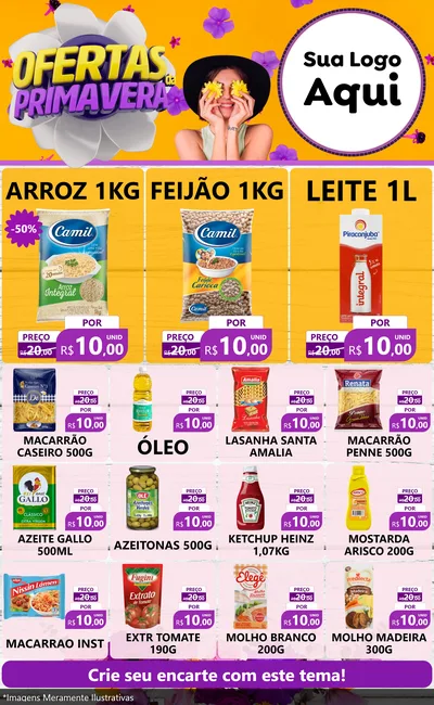 Modelo de Encarte para Encarte Grande com o tema Ofertas Da Primavera para Supermercado