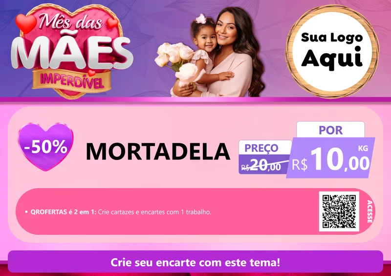 Modelo de Cartaz para Cartaz A4 Horizontal com o tema Mês das Mães Imperdível para Frios e Laticínios