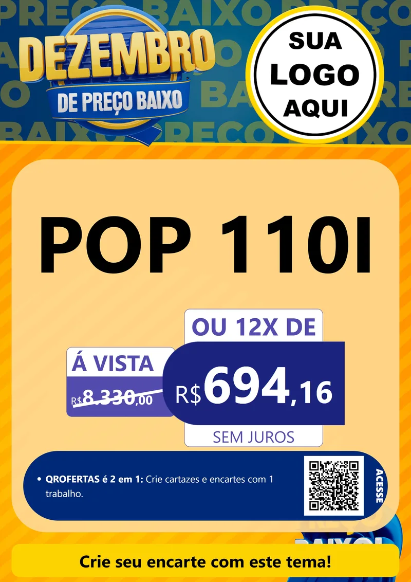 Modelo de Cartaz para Cartaz A4 Vertical com o tema Dezembro de Preço Baixo para Concessionaria de Motos