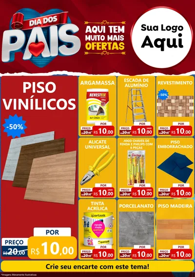 Modelo de Encarte para Encarte A4 Vertical com o tema Dia dos Pais para Material para Construção