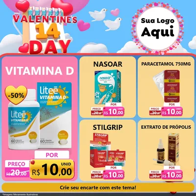 Modelo de Rede Social para Feed Facebook com o tema Valentine's Day para Farmácia