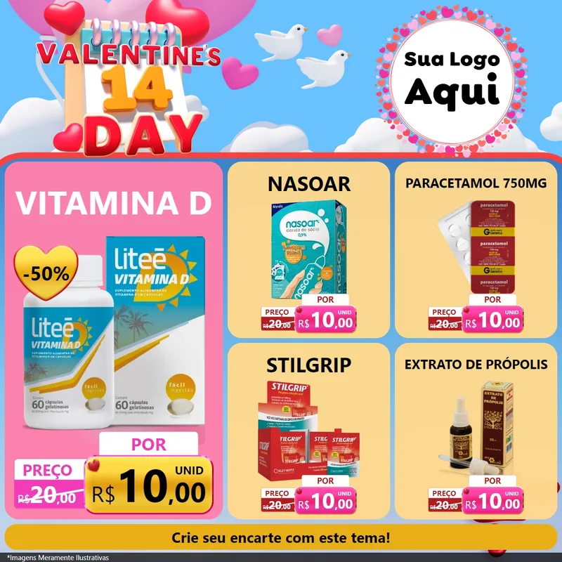 Modelo de Rede Social para Feed Facebook com o tema Valentine's Day para Farmácia