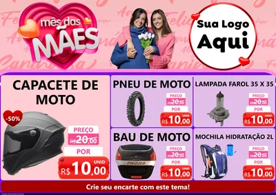 Modelo de Encarte para Encarte A4 Horizontal com o tema Mês Das Mães para Moto peças