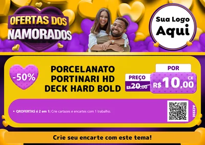 Modelo de Cartaz para Cartaz A4 Horizontal com o tema Oferta Dos Namorados para Pisos e revestimentos