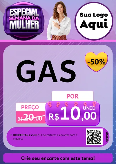 Modelo de Cartaz para Cartaz A4 Vertical com o tema Especial Semana da Mulher para Água e gás