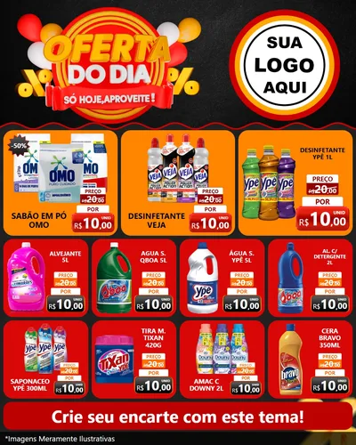 Modelo de Rede Social para Feed Instagram com o tema Oferta do Dia - Só hoje, Aproveite! para Produtos de Limpeza