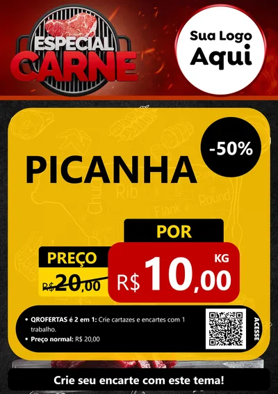 Modelo de Cartaz para Cartaz A4 Vertical com o tema Especial da Carne para Açougue