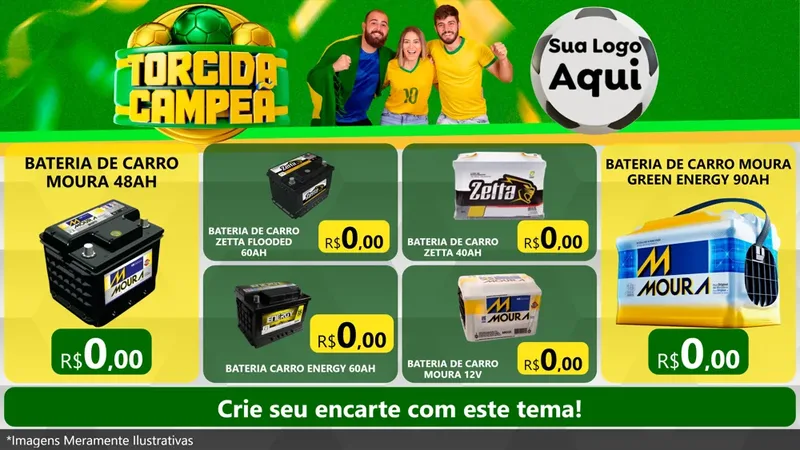 Modelo de TV para TV Horizontal com o tema Torcida Campeã - Copa para Baterias Elétricas
