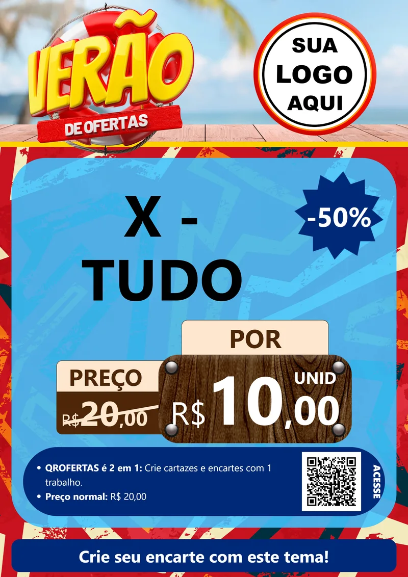 Modelo de Cartaz para Cartaz A4 Vertical com o tema Verão de Ofertas para Hamburgueria