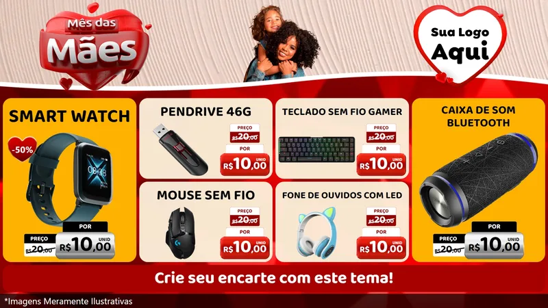 Modelo de TV para TV Horizontal com o tema Mês das Mães para Informática