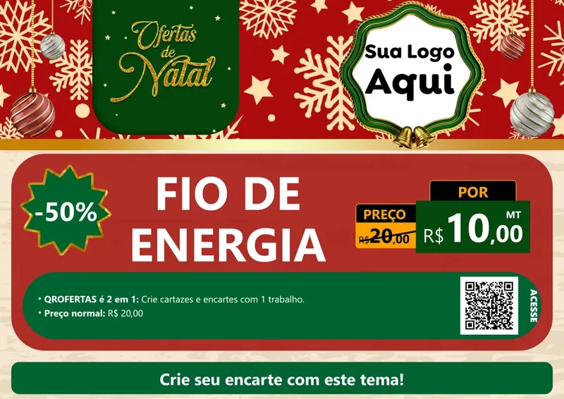 Modelo de Cartaz para Cartaz A4 Horizontal com o tema Natal de Ofertas para Materiais Elétricos