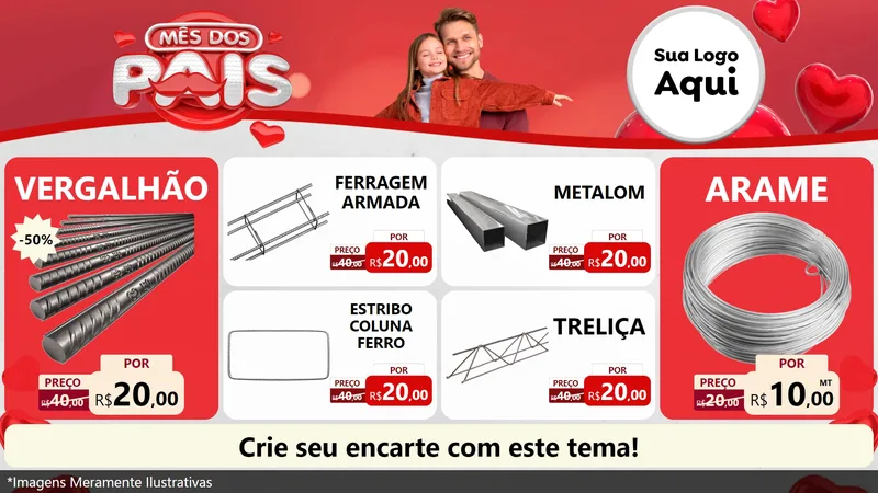 Modelo de TV para TV Horizontal com o tema Mês dos Pais para Ferragens