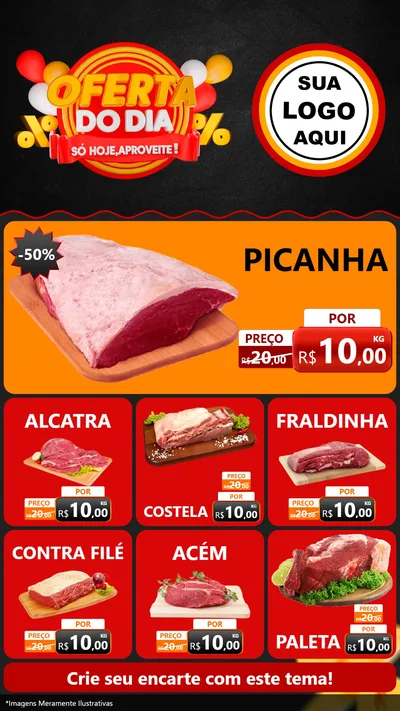 Modelo de Rede Social para Stories com o tema Oferta do Dia - Só hoje, Aproveite! para Açougue