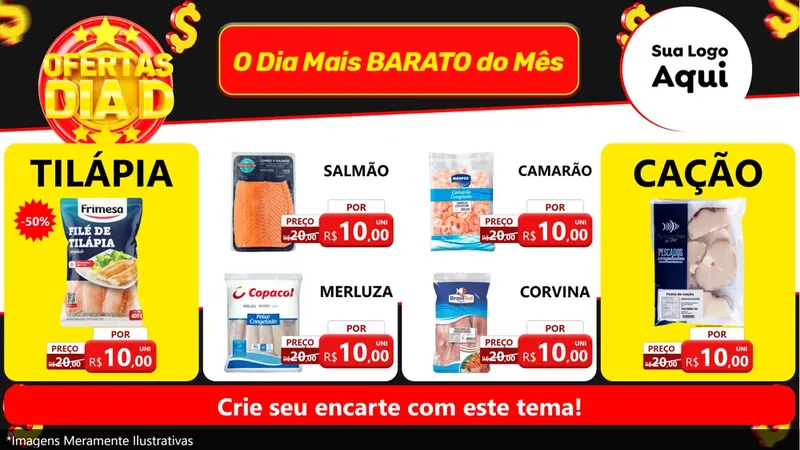 Modelo de TV para TV Horizontal com o tema Dia D para Peixaria