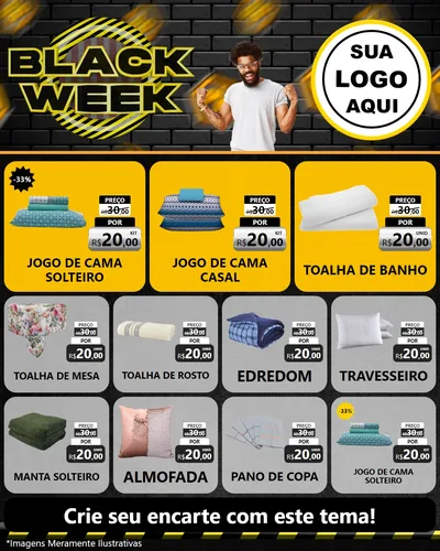 Modelo de Rede Social para Feed Instagram com o tema Black Week para Cama, Mesa e Banho