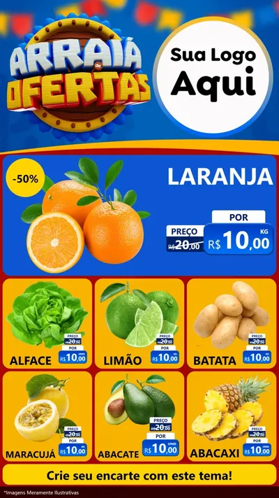 Modelo de Rede Social para Stories com o tema Arraiá de Ofertas - Junina para Hortifrúti