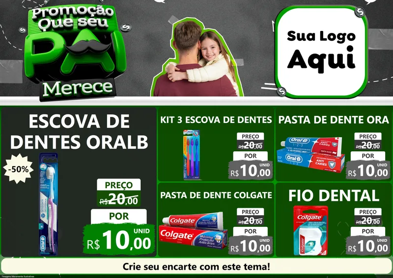 Modelo de Encarte para Encarte A4 Horizontal com o tema Promoção Que seu Pai Merece para Higiene Pessoal