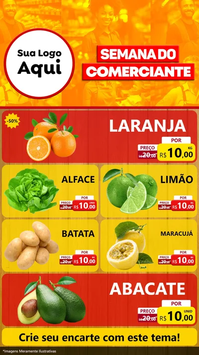 Modelo de TV para TV Vertical com o tema Semana do Comerciante para Hortifrúti