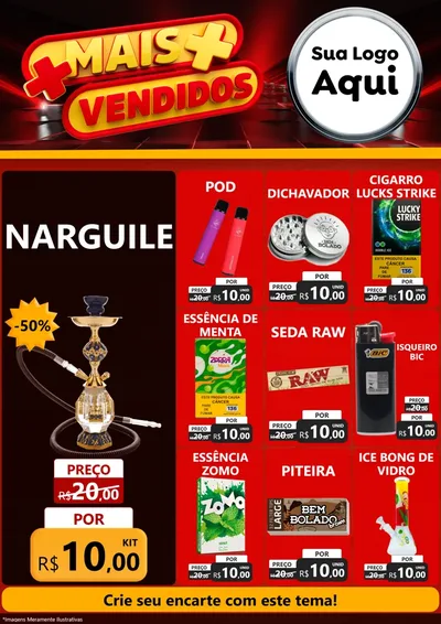 Modelo de Encarte para Encarte A4 Vertical com o tema Mais Vendidos para Tabacaria