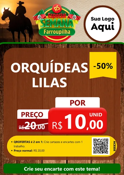 Modelo de Cartaz para Cartaz A4 Vertical com o tema Especial Semana Farroupilha para Floricultura e jardim