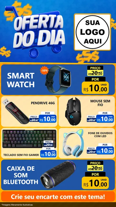Modelo de TV para TV Vertical com o tema Oferta do Dia para Informática