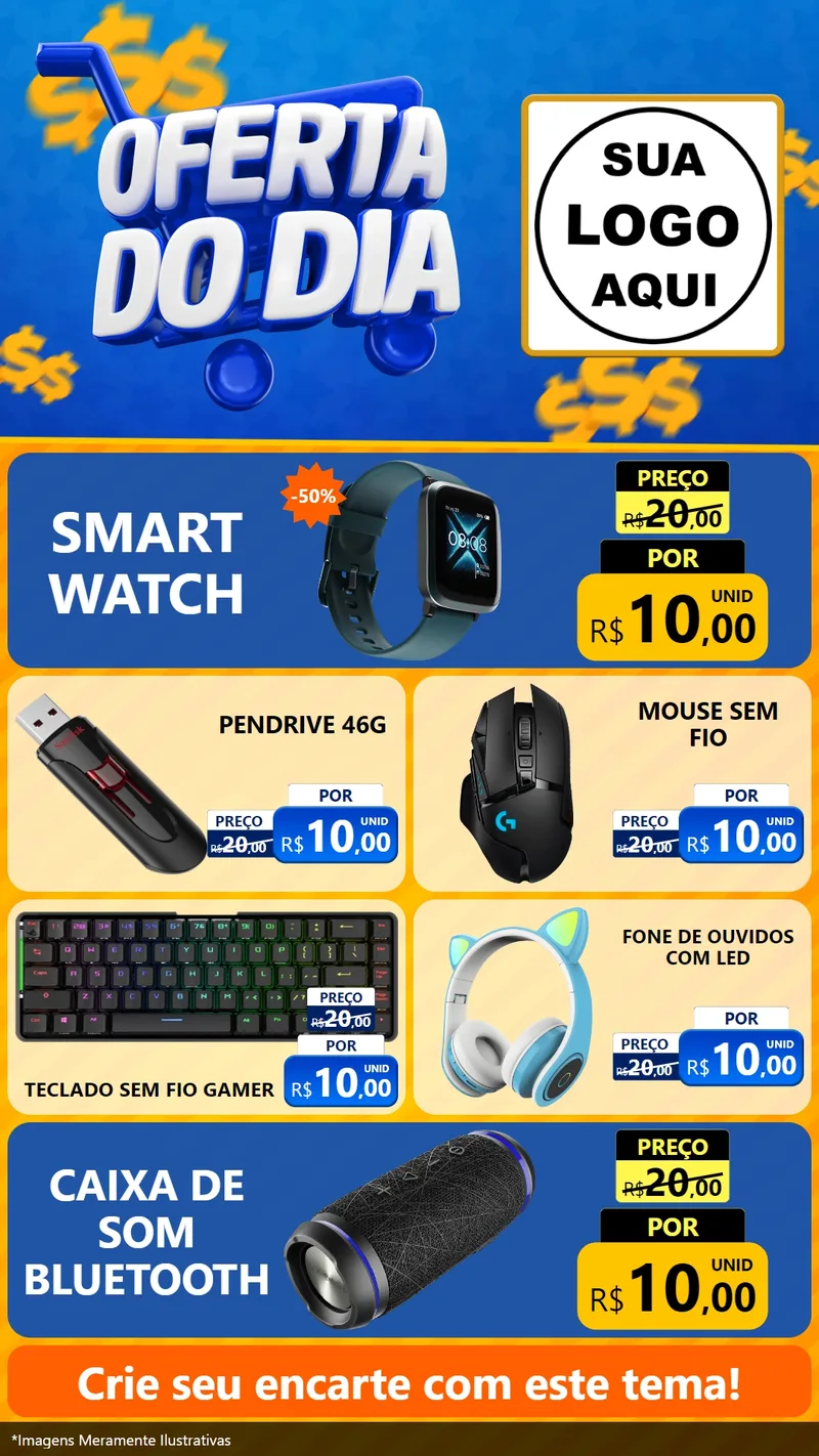 Modelo de TV para TV Vertical com o tema Oferta do Dia para Informática