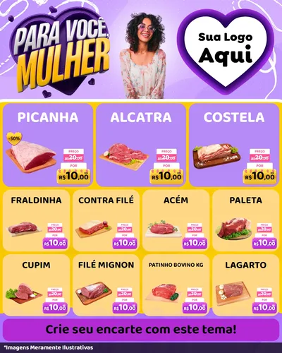 Modelo de Rede Social para Feed Instagram com o tema Para Você, Mulher para Açougue