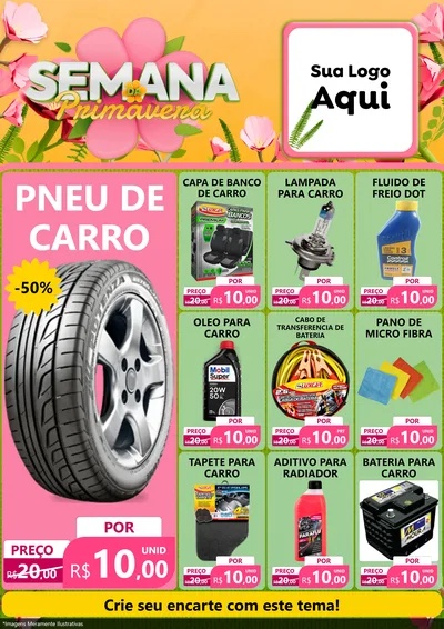 Modelo de Encarte para Encarte A4 Vertical com o tema Semana da Primavera para Auto peças