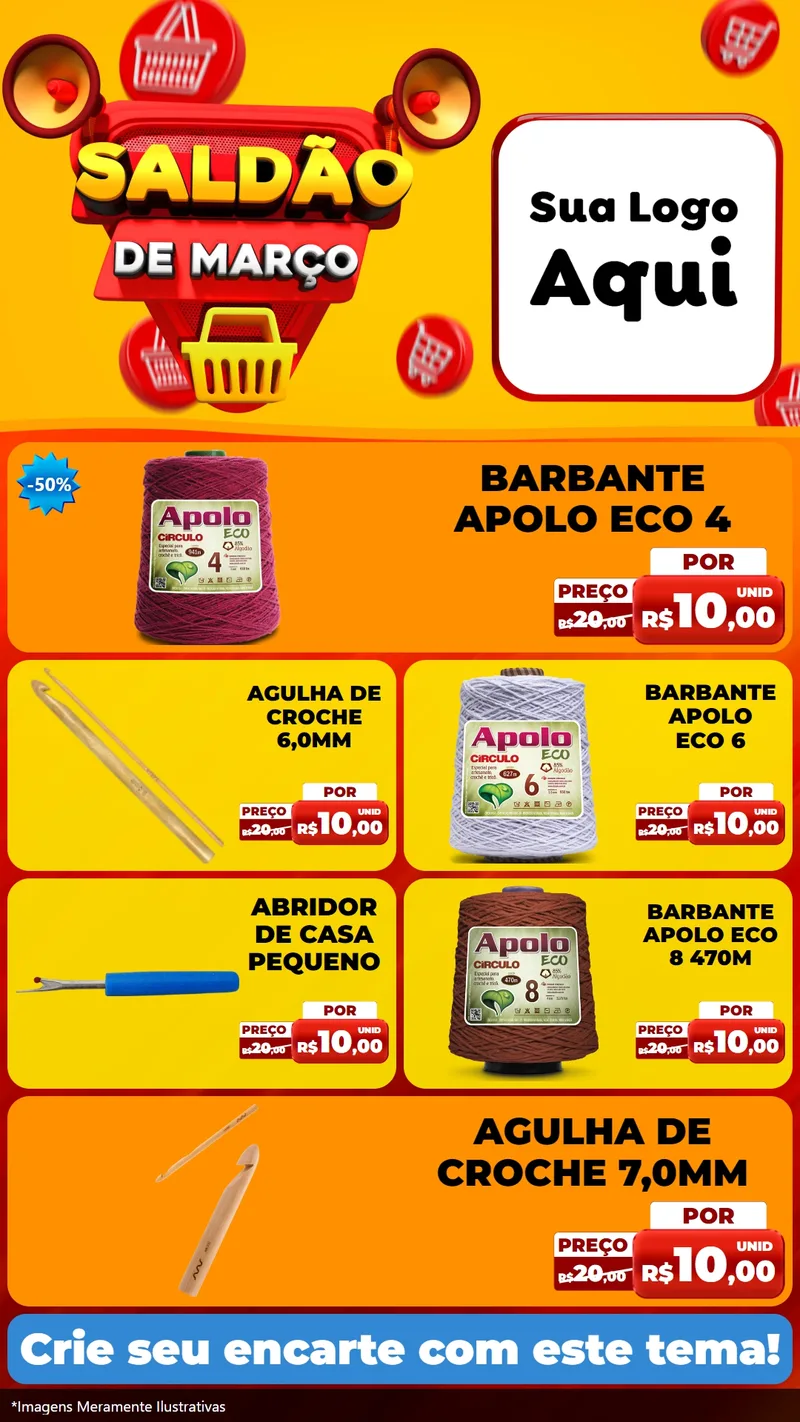 Modelo de TV para TV Vertical com o tema Saldão de Março para Armarinho e Aviamentos