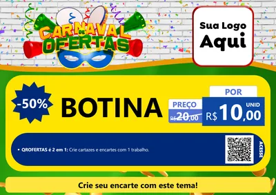 Modelo de Cartaz para Cartaz A4 Horizontal com o tema Carnaval de Ofertas para Agropecuária
