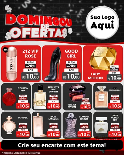 Modelo de Rede Social para Feed Instagram com o tema Domingou de Ofertas para Perfumes