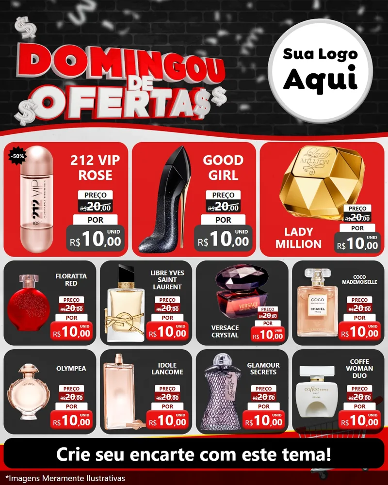 Modelo de Rede Social para Feed Instagram com o tema Domingou de Ofertas para Perfumes