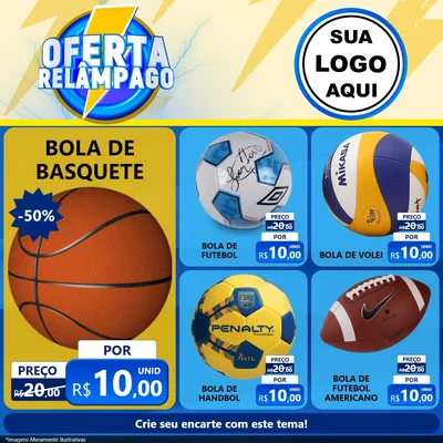 Modelo de Rede Social para Feed Facebook com o tema Oferta Relâmpago para Artigos Esportivos