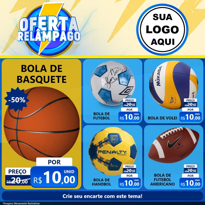 Modelo de Rede Social para Feed Facebook com o tema Oferta Relâmpago para Artigos Esportivos