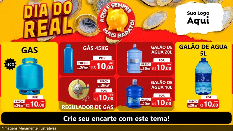 Modelo de TV para TV Horizontal com o tema Dia Do Real para Água e gás