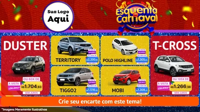 Modelo de TV para TV Horizontal com o tema Esquenta de Carnaval para Concessionaria de Carros