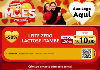 Modelo de Cartaz para Cartaz A4 Horizontal com o tema Semana das Mães Premiada para Frios e Laticínios