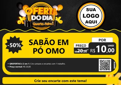 Modelo de Cartaz para Cartaz A4 Horizontal com o tema Oferta do Dia - Quarta Feira! para Produtos de Limpeza