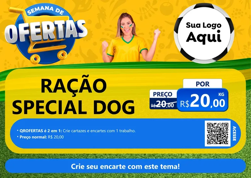Modelo de Cartaz para Cartaz A4 Horizontal com o tema Semana de Ofertas - Copa para Pet Shop