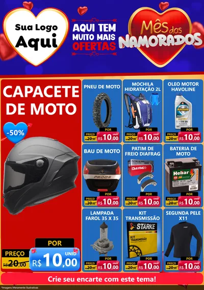 Modelo de Encarte para Encarte A4 Vertical com o tema Mês dos Namorados para Moto peças